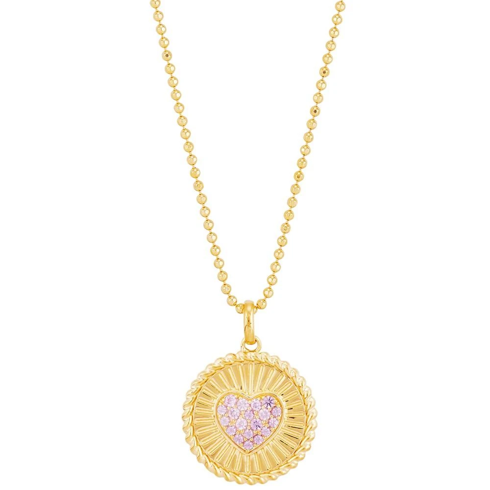 商品Macy's|Lab-Grown Pink Sapphire Heart Disc Pendant Necklace (1/5 ct. t.w.) in 14k Gold-Plated Sterling Silver, 16" + 4" extender,价格¥1039,第1张图片