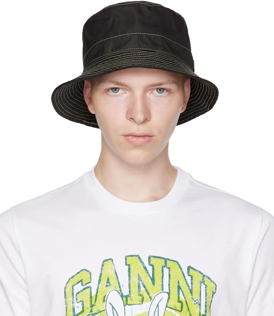 商品Ganni|Black Stitch Bucket Hat,价格¥221,第1张图片
