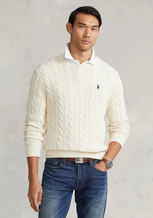 商品Ralph Lauren|Ralph Lauren Cotton Cable Knit Driver Long Sleeve Sweater,价格¥734,第1张图片