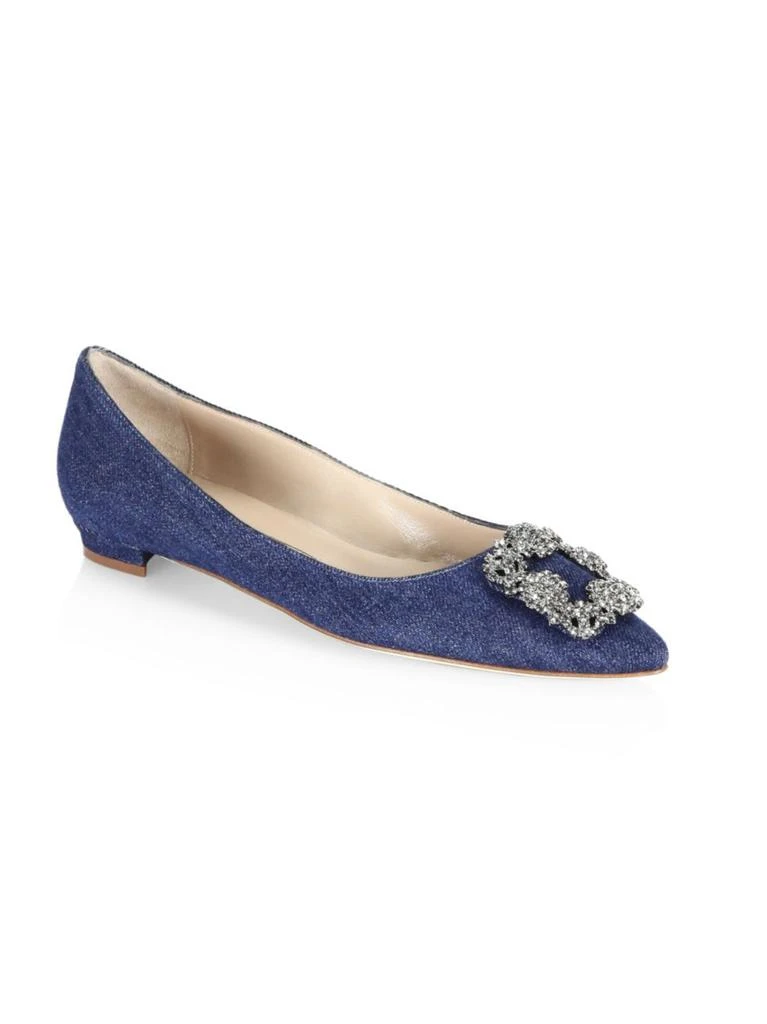 商品Manolo Blahnik|Hangis 水钻扣丹宁平底鞋,价格¥5001,第2张图片详细描述