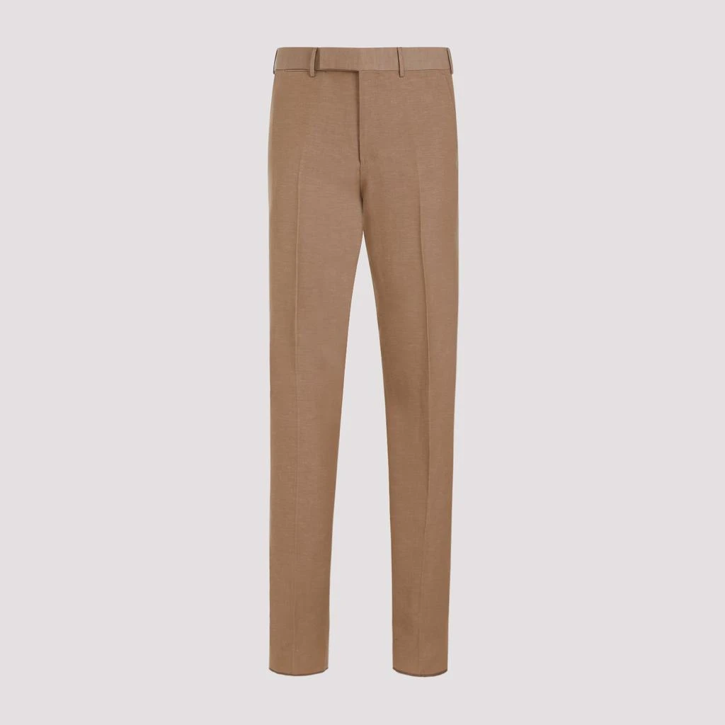 商品Zegna|Brown Trofeo Formal Summer Wool Pants,价格¥3355,第1张图片