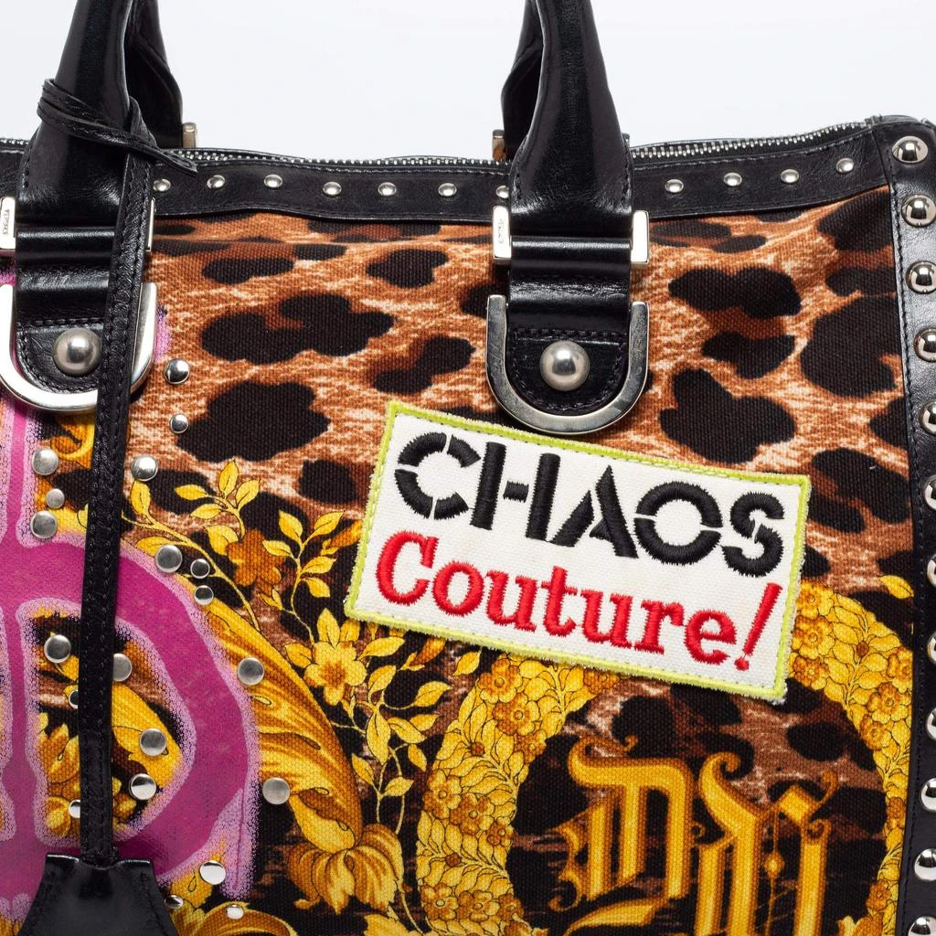 Versace Multicolor Archival Print Canvas and Leather Chaos Couture Studded Boston Bag  商品