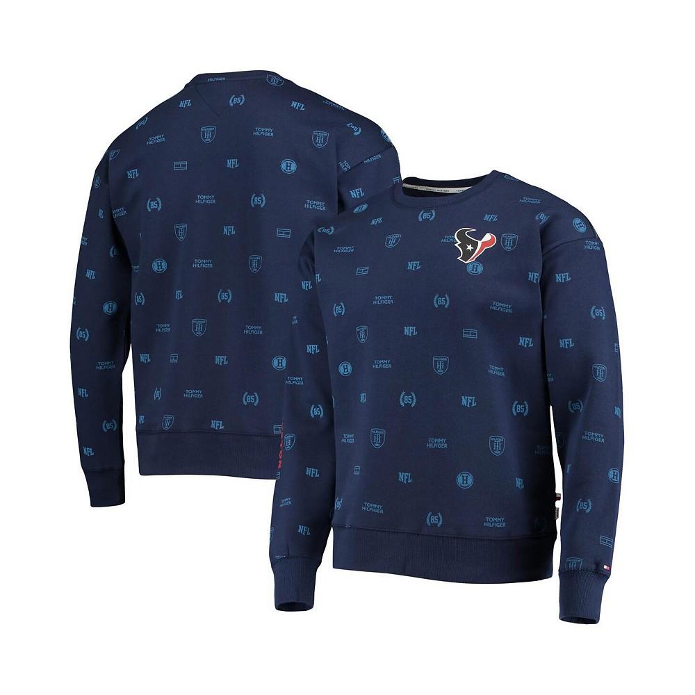 Men's Navy Houston Texans Reid Graphic Pullover Sweatshirt商品第2张图片规格展示