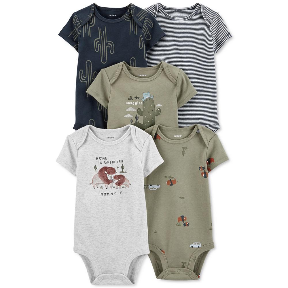 商品Carter's|Baby Boys Assorted 5-Pack Short-Sleeve Original Bodysuits,价格¥221,第1张图片