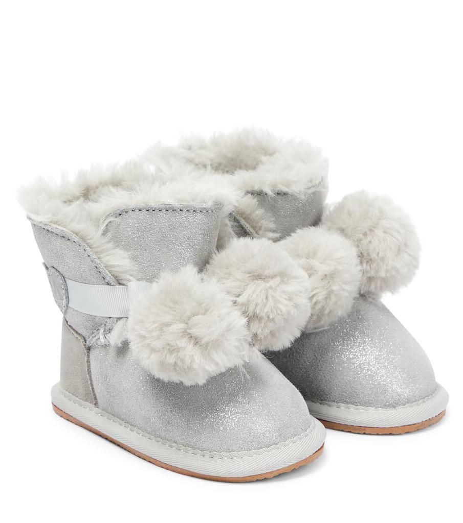 商品MONNALISA|Baby faux fur-lined suede boots,价格¥842,第1张图片