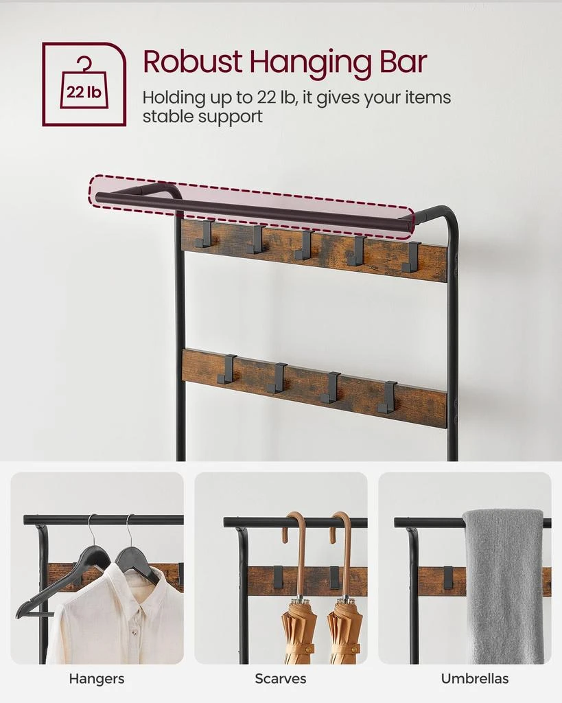 商品BreeBe|Industrial Coat Rack with Bench for Entryway,价格¥770,第3张图片详细描述