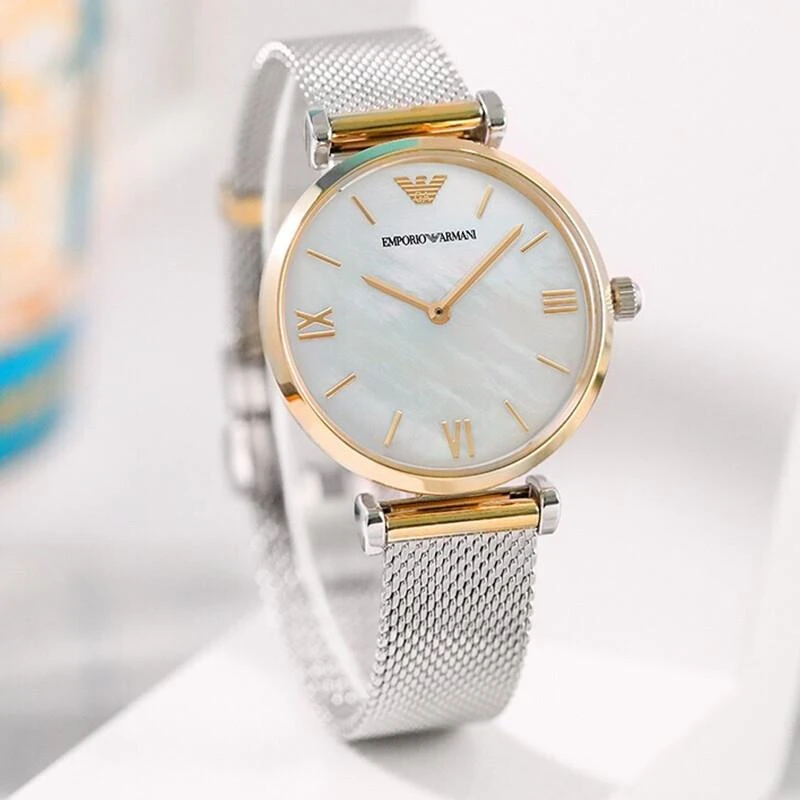 阿玛尼(Emporio Armani)编织钢带欧美简约时尚休闲石英女士腕表 AR2068 商品