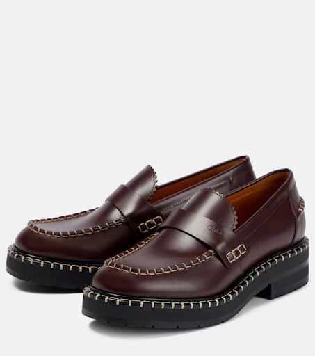 商品Chloé|Noua锁缝皮革乐福鞋,价格¥4322,第5张图片详细描述