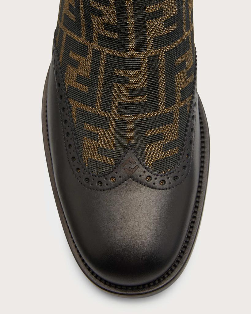 Men's Stivaletto Leather & Textile Monogram Chelsea Boots商品第5张图片规格展示