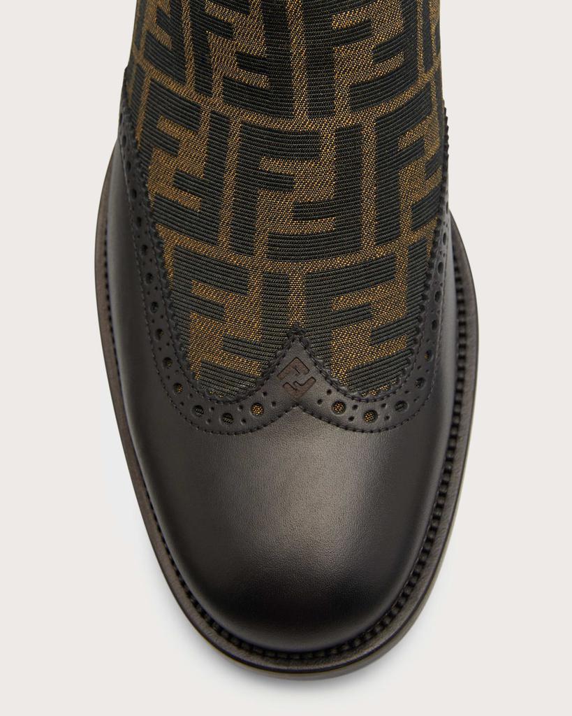 商品Fendi|Men's Stivaletto Leather & Textile Monogram Chelsea Boots,价格¥8355,第7张图片详细描述