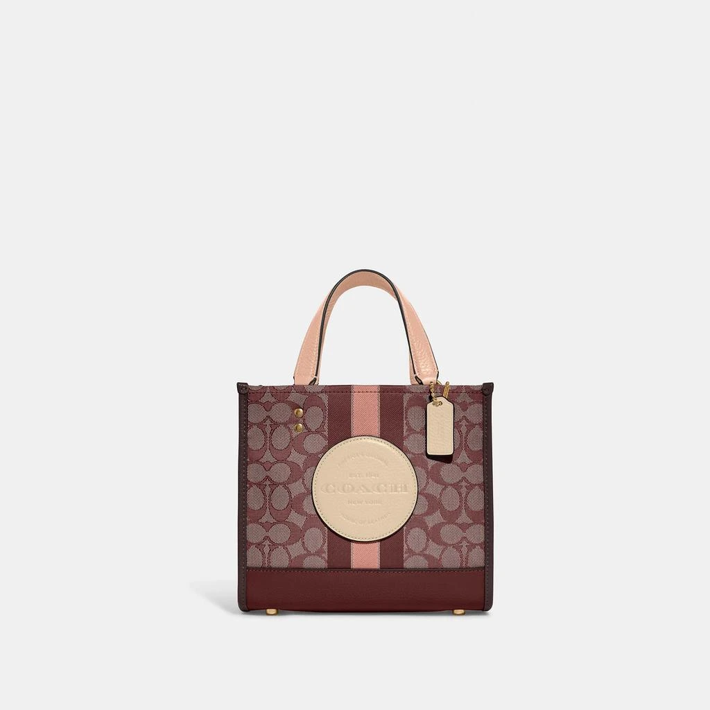 Coach Outlet Coach Outlet Dempsey Tote 22 In Signature Jacquard With Stripe And Coach Patch 1