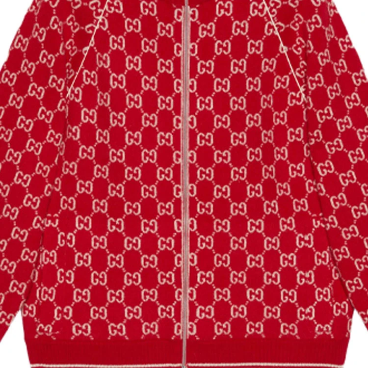 商品[国内直发] Gucci|古驰 Logo字母印花拉链长袖夹克外套 男款 红色,价格¥11535,第5张图片详细描述