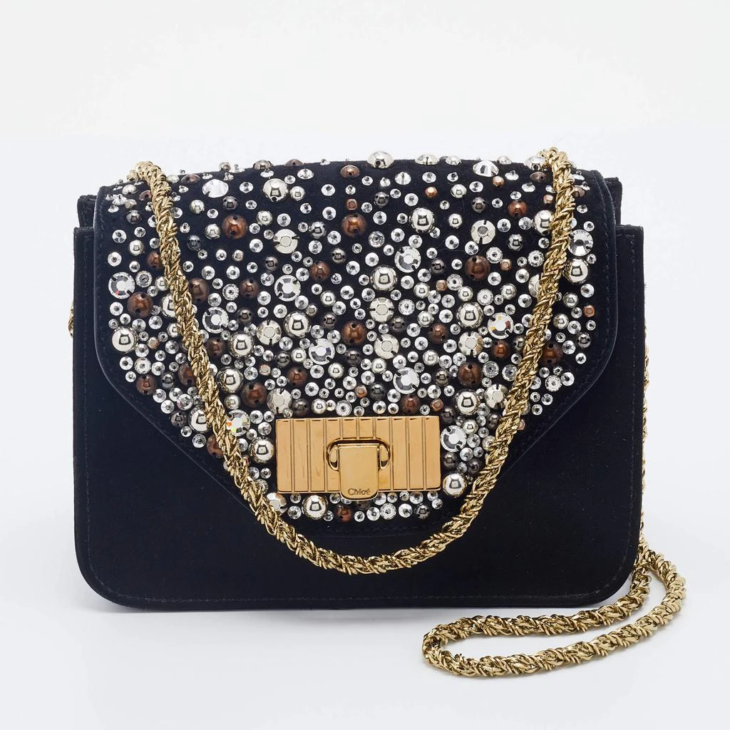 商品[二手商品] Chloé|Chloe Black Satin and Leather Mini Sally Shoulder Bag,价格¥2905,第1张图片
