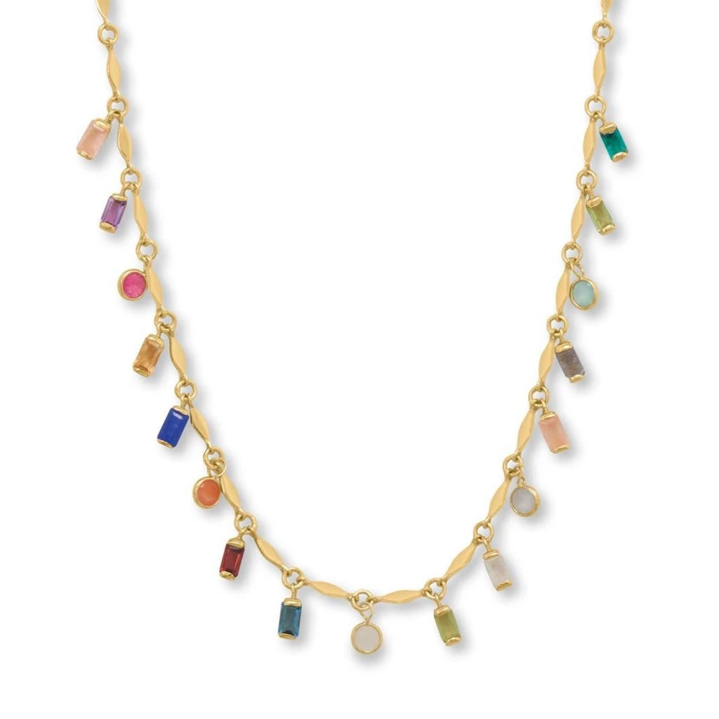 商品Liv Oliver|18k Gold Multi Shape Gemstone Charm Necklace,价格¥2392,第1张图片