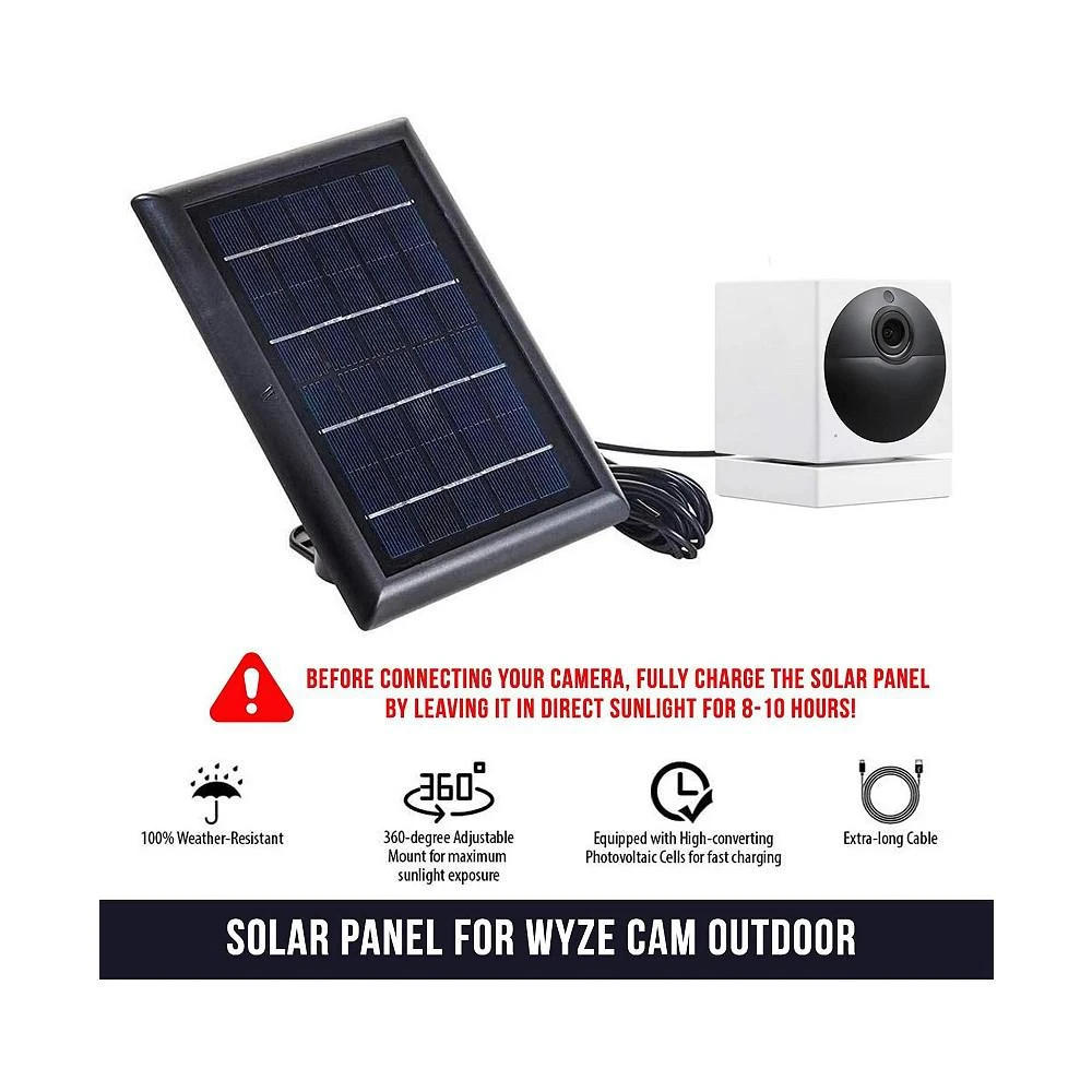 商品Wasserstein|Solar Panel for WYZE Cam Outdoor - Power Your Surveillance Camera Continuously with 2W 5V Charging (2 Pack, Black) - Camera Not Included,价格¥524,第2张图片详细描述