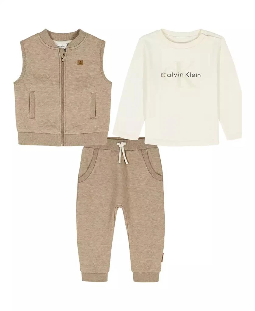 商品Calvin Klein|Baby Boys 3-Piece Vest, T-Shirt and Joggers Set,价格¥199,第1张图片
