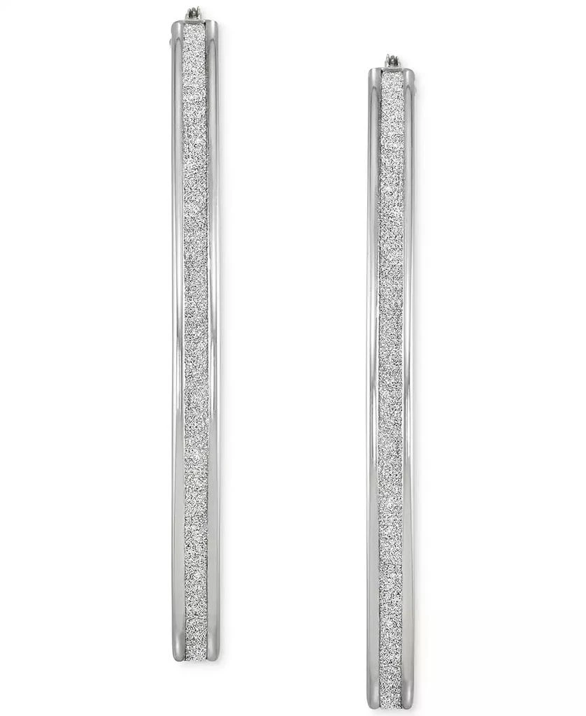商品Macy's|Glitter Oval-Shape Hoop Earrings in Sterling Silver,价格¥655,第3张图片详细描述