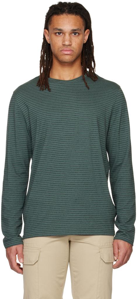 Green Stripe Long Sleeve T-Shirt商品第1张图片规格展示