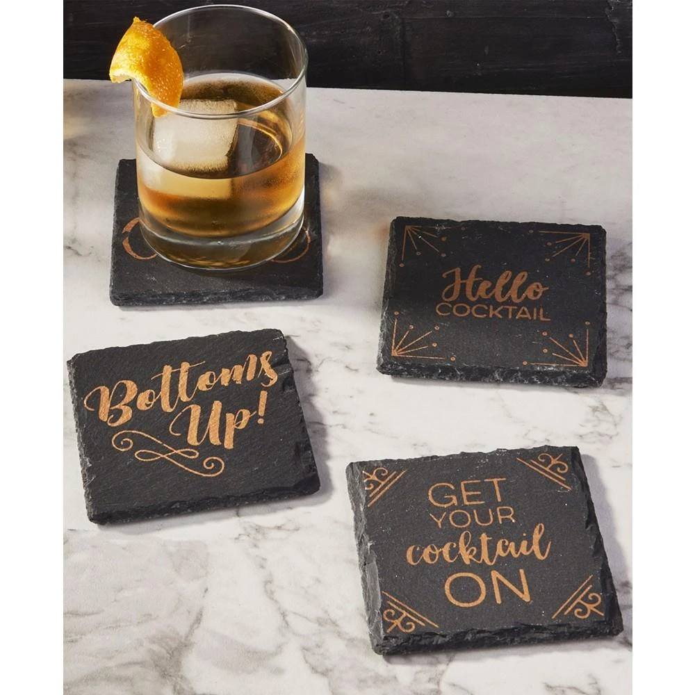 商品American Atelier|4 X 4" Slate Coasters Square Set, 4 Piece,价格¥187,第5张图片详细描述
