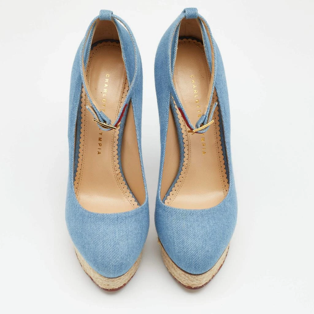 商品[二手商品] Charlotte Olympia|Charlotte Olympia Blue Denim Dolores Platform Ankle Strap Pumps Size 39,价格¥1122,第3张图片详细描述