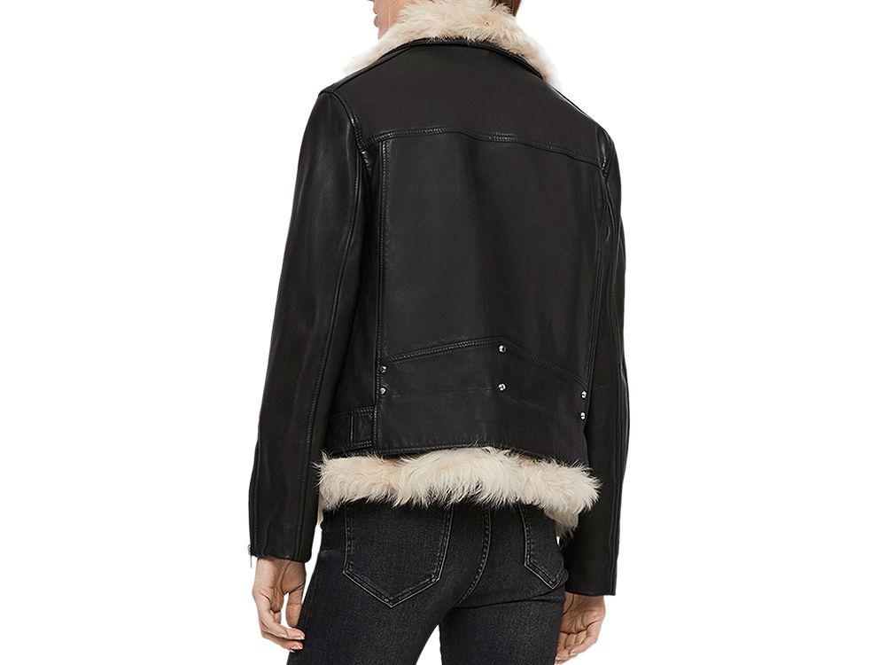 Luna Shearling-Vest Leather Biker Jacket商品第2张图片规格展示