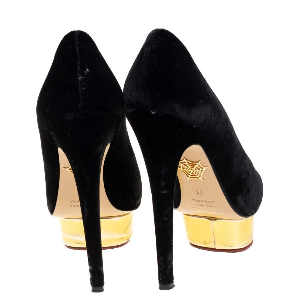 商品[二手商品] Charlotte Olympia|Charlotte Olympia Black Velvet Dolly Pumps Size 38,价格¥1493,第5张图片详细描述