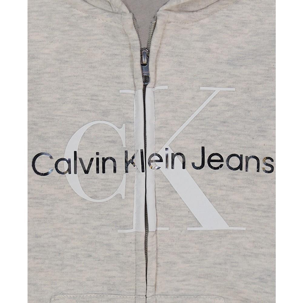 商品Calvin Klein|Big Girls Monogram Logo Zip-Up Hoodie,价格¥267,第4张图片详细描述