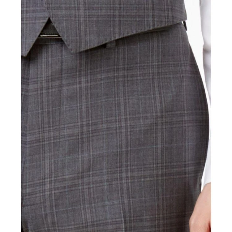 Men's Modern-Fit Gray and Blue Plaid Windowpane Vested Suit 商品