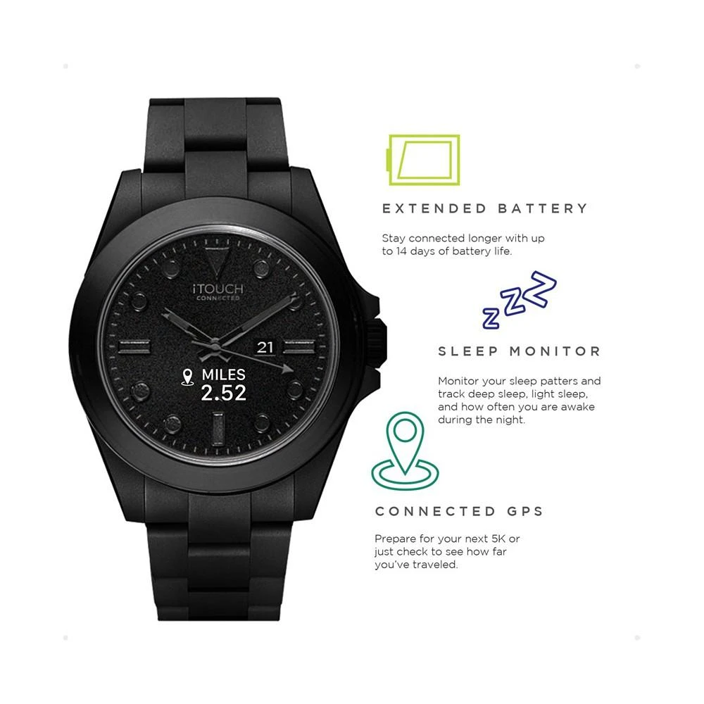 商品iTouch|Connected Men's Hybrid Smartwatch Fitness Tracker: Black Case with Black Acrylic Strap 42mm,价格¥966,第5张图片详细描述