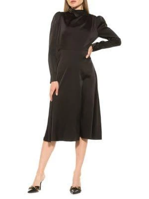 商品ALEXIA ADMOR|Denni Draped Fit & Flare Satin Dress,价格¥755,第1张图片