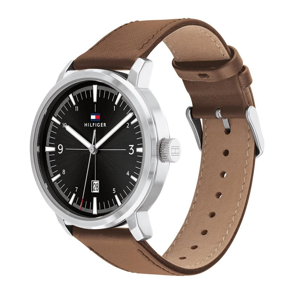 商品Tommy Hilfiger|Men's Brown Leather Strap Watch 44mm,价格¥380,第2张图片详细描述