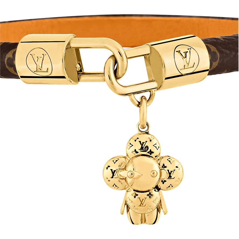 Louis Vuitton/路易威登 VIVIENNE系列 米色/棕色老花帆布金色金属吉祥物造型吊饰手链 商品