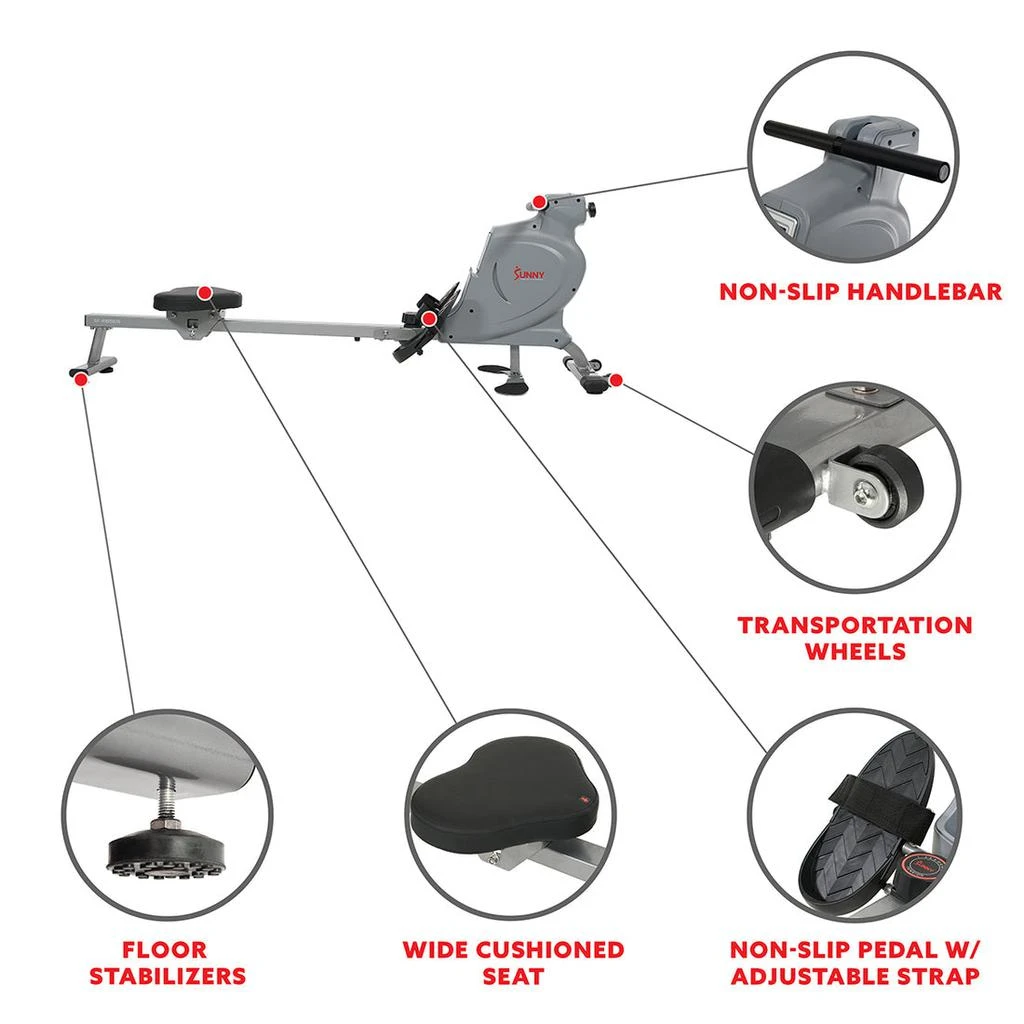 商品Sunny Health & Fitness|Sunny Health & Fitness Dual Rower Rowing Machine,价格¥2382,第4张图片详细描述
