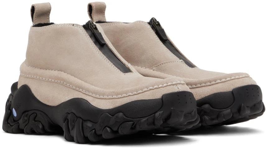 商品Alexander McQueen|Beige & Black Crimp Moccasin Boots,价格¥853,第4张图片详细描述