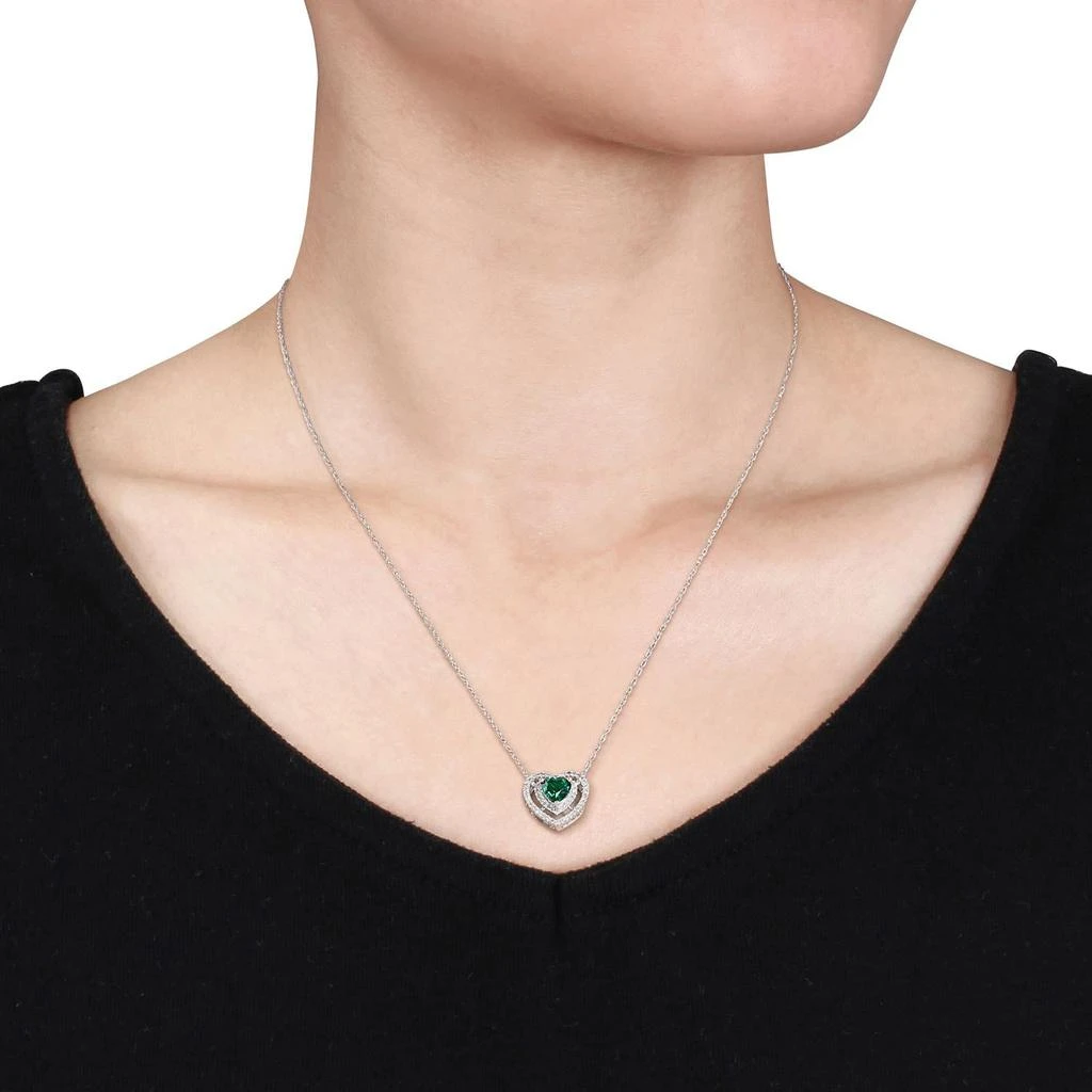 商品Julianna B|10k White Gold Created Emerald and Diamond Necklace,价格¥4109,第3张图片详细描述