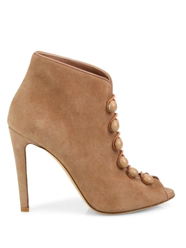 商品Gianvito Rossi|Suede Button-Strap Peep Toe Booties,价格¥3731,第5张图片详细描述