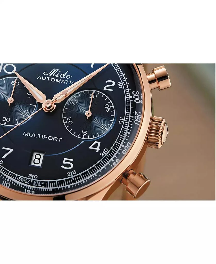 商品MIDO|Men's Swiss Automatic Chronograph Multifort Brown Leather Strap Watch 42mm,价格¥19591,第5张图片详细描述