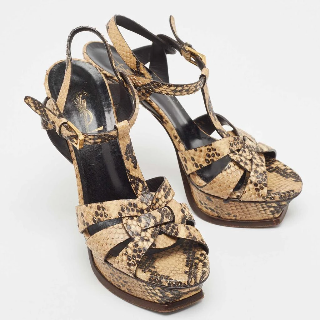 商品[二手商品] Yves Saint Laurent|Saint Laurent Two Tone Embossed Snakeskin Tribute Sandals Size 36.5,价格¥1625,第4张图片详细描述