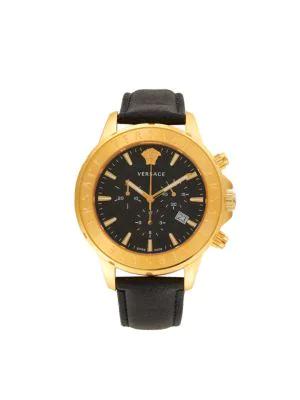 45MM IP Gold Stainless Steel & Leather Strap Chronograph Watch商品第1张图片规格展示