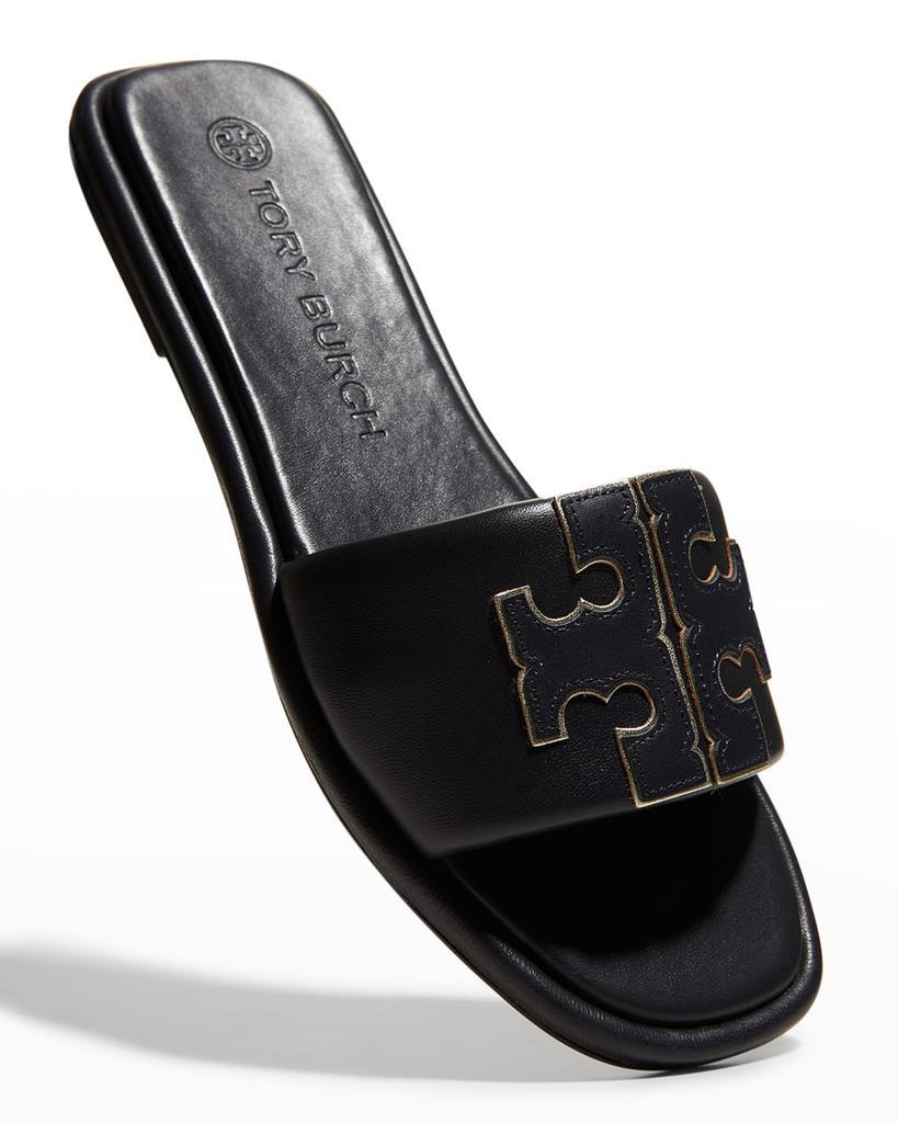 商品Tory Burch|Double T Leather Medallion Slide Sandals,价格¥1456,第6张图片详细描述