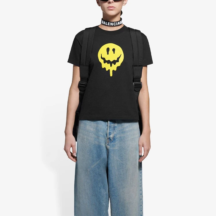 商品[国内直发] Balenciaga|巴黎世家 图案印花圆领套头短袖T恤 女款 黑色,价格¥2919,第4张图片详细描述