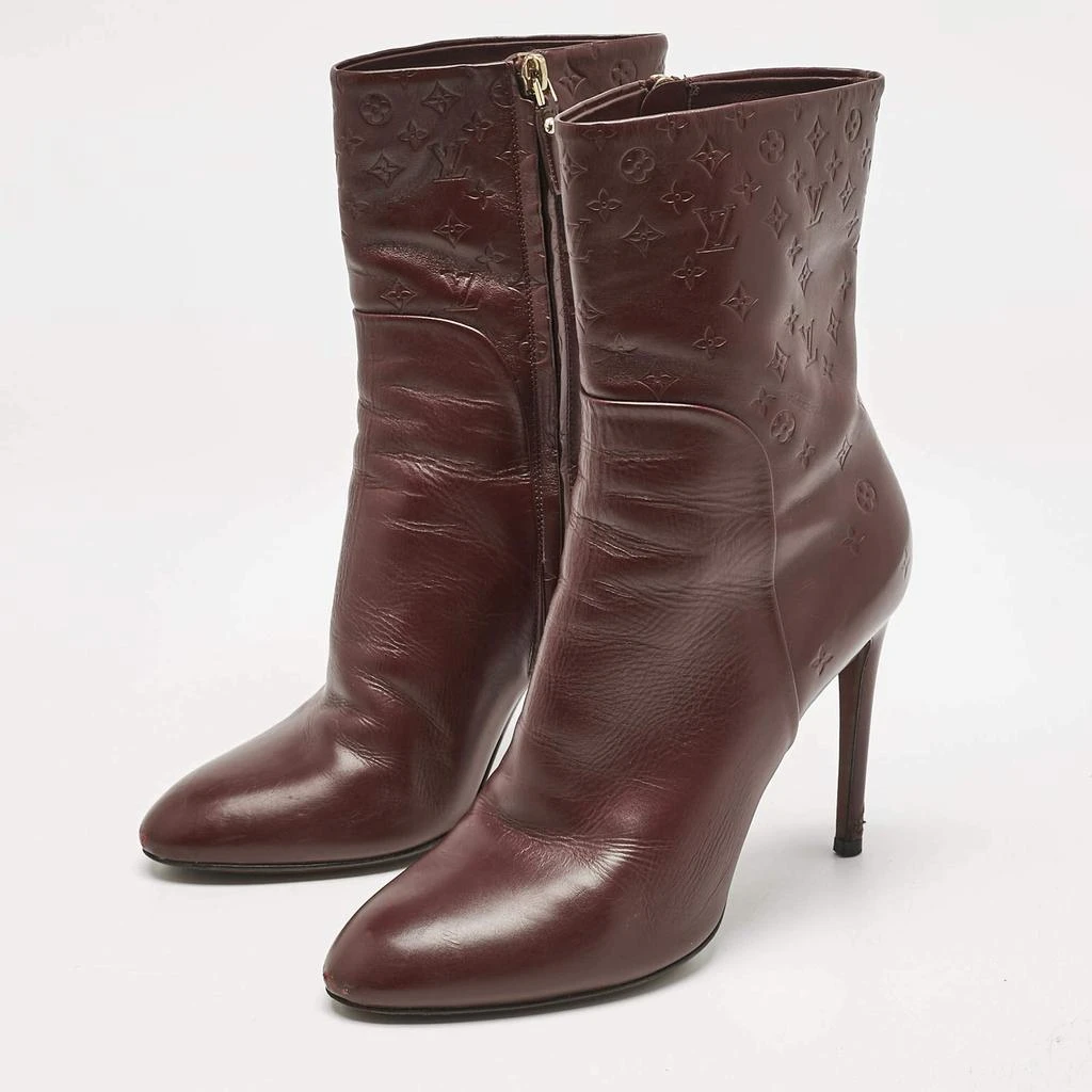 商品[二手商品] Louis Vuitton|Louis Vuitton Burgundy Monogram Leather Ankle Boots Size 38,价格¥5034,第2张图片详细描述