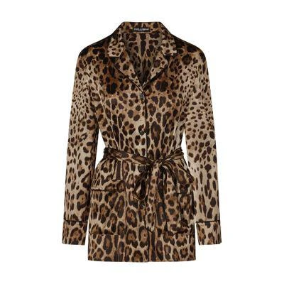 商品Dolce & Gabbana|配腰带豹纹缎面睡衣,价格¥16784,第1张图片