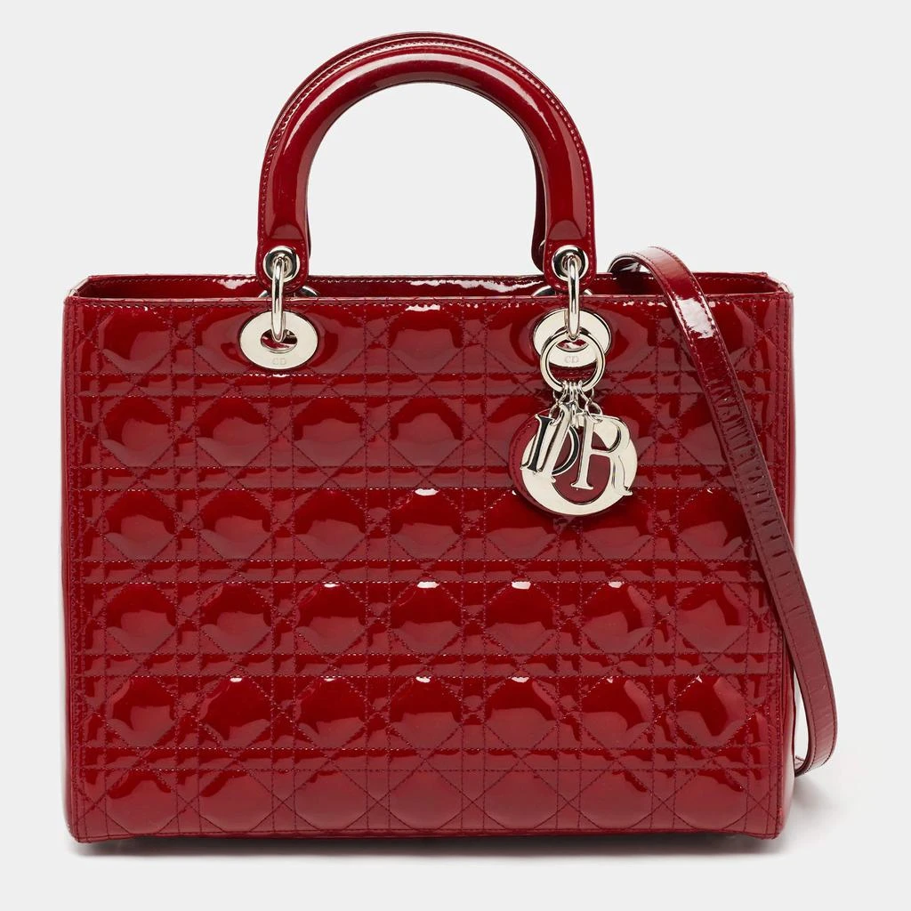 商品[二手商品] Dior|Dior Red Cannage Patent Leather Large Lady Dior Tote,价格¥20345,第1张图片