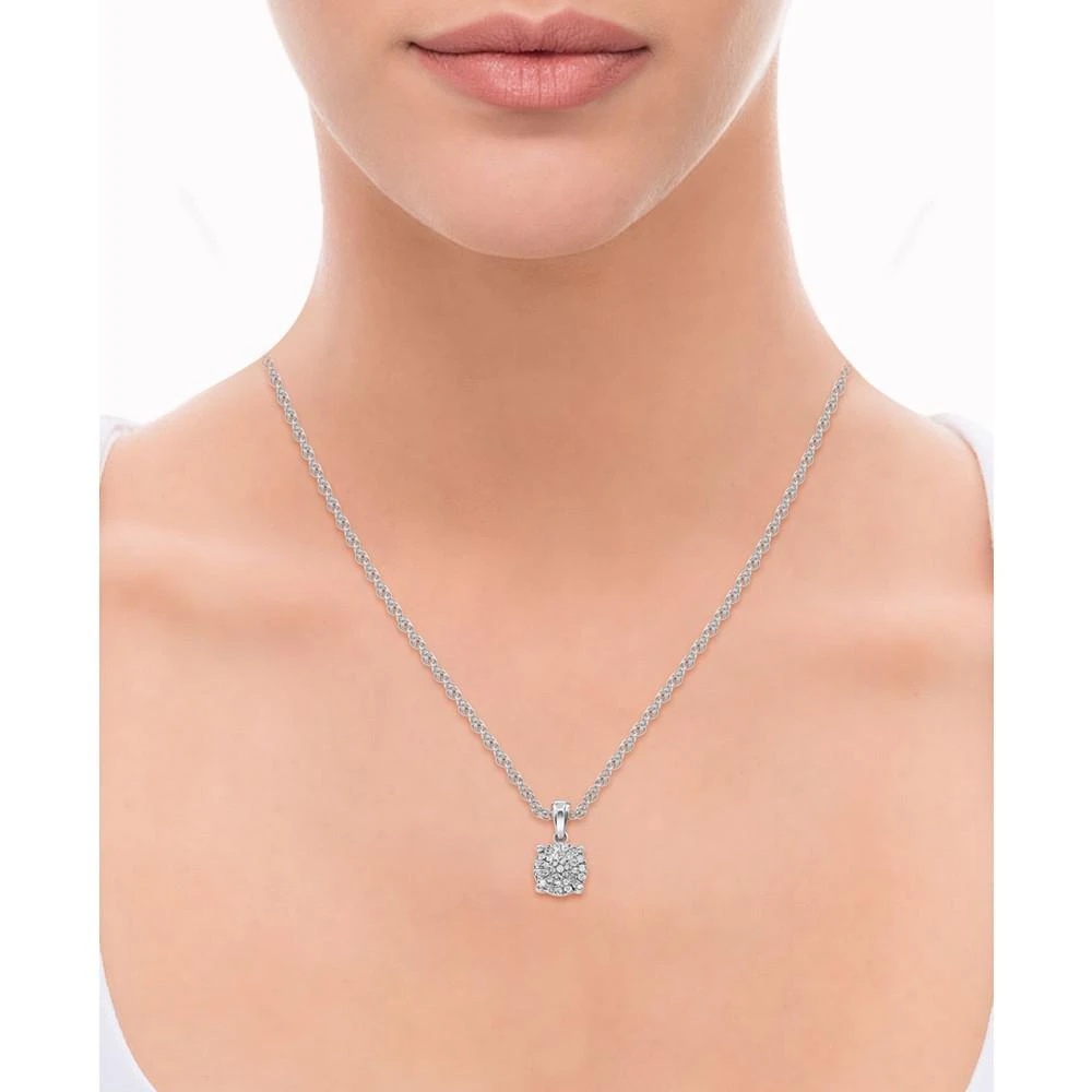 商品Macy's|Diamond Cluster Pendant Necklace (1/4 ct. t.w.) in Sterling Silver,价格¥1043,第2张图片详细描述