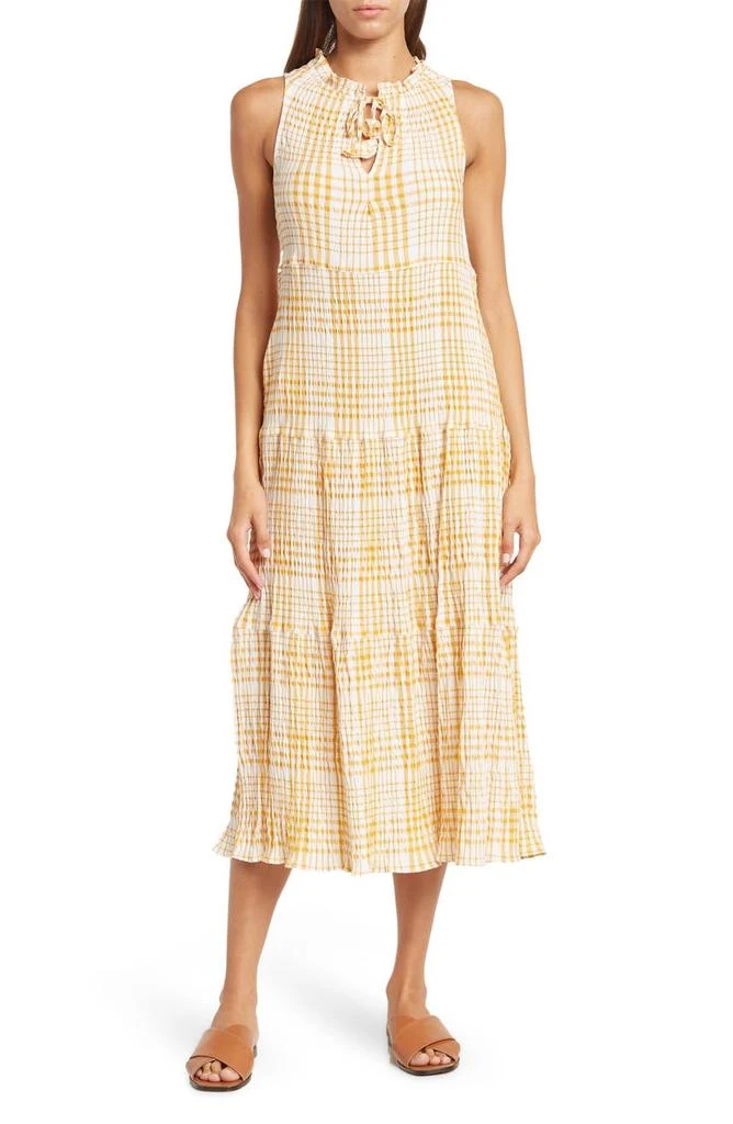 商品MAXSTUDIO|Plaid Sleeveless Tiered Maxi Dress,价格¥259,第1张图片