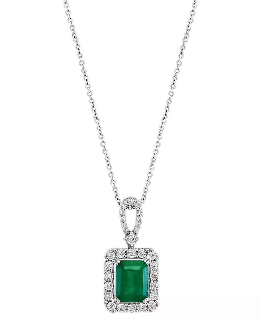 商品Effy|EFFY® Emerald (2-1/5 ct. t.w.) & Diamond (1/4 ct. t.w.) 18" Pendant Necklace in 14k White Gold (Also Available in 14k Yellow Gold),价格¥36284,第4张图片详细描述