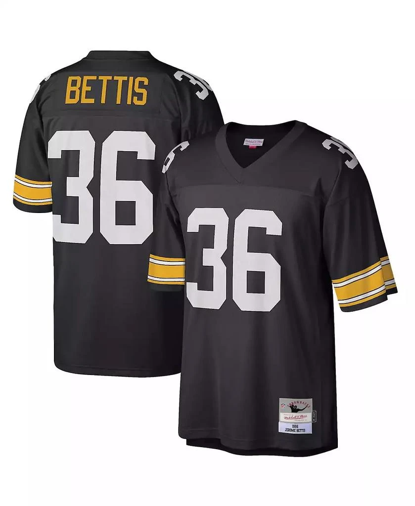 商品Mitchell and Ness|Men's Jerome Bettis Black Pittsburgh Steelers Big and Tall 1996 Retired Player Replica Jersey,价格¥976,第4张图片详细描述