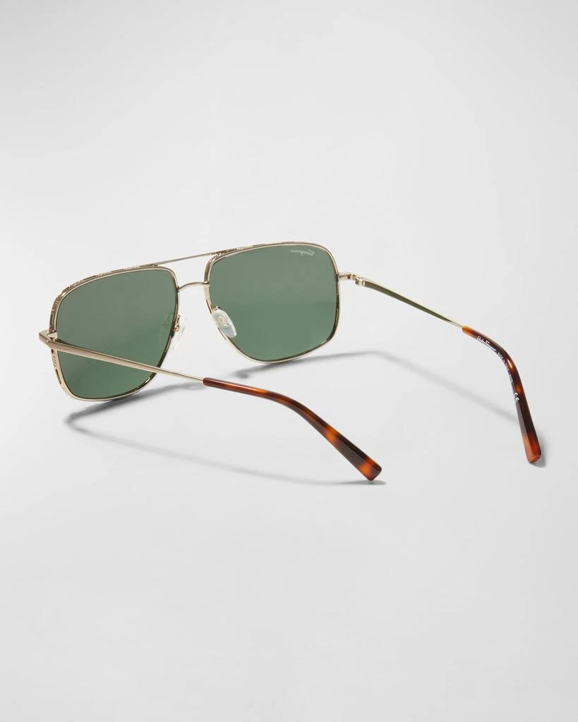 商品Salvatore Ferragamo|Men's Metal Gancini Rim Navigator Aviator Sunglasses,价格¥2889,第2张图片详细描述