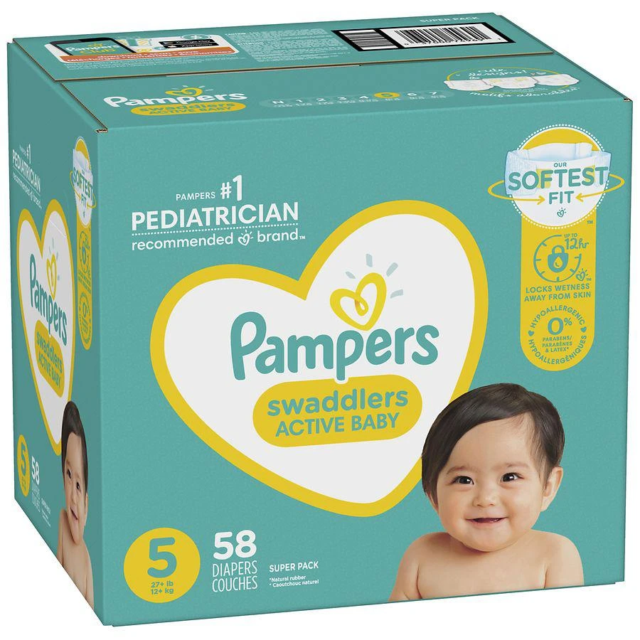 商品Pampers|Diapers, Ultra Absorbent and Soft Disposable 5 (58 ct),价格¥284,第3张图片详细描述